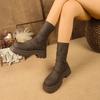 Loose Soft Leather Women's Boots Soft Elastic Sole Not Tired Feet Warm Breathable Thick Bottom Height Increase Fashion Comfortable Martin Boots