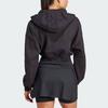 Adidas X Stella McCartney Collaboration Sportswear Cropped Hoodie Solid Logo Short Sleeve Hooded Sweatshirt Women Hoodies Black IN3637
