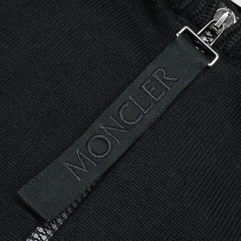 Moncler [Good Condition] D20939487700 MAGLIONE TRICOT CARDIGAN Knit X Nylon Switching Hoodie Down Blouson/ Jacket S blackUsed