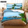 3D Digital-Printed Beach Coconut Tree-Themed Duvet Cover Set In Queen Size - Fashionable Bed Linen Design
