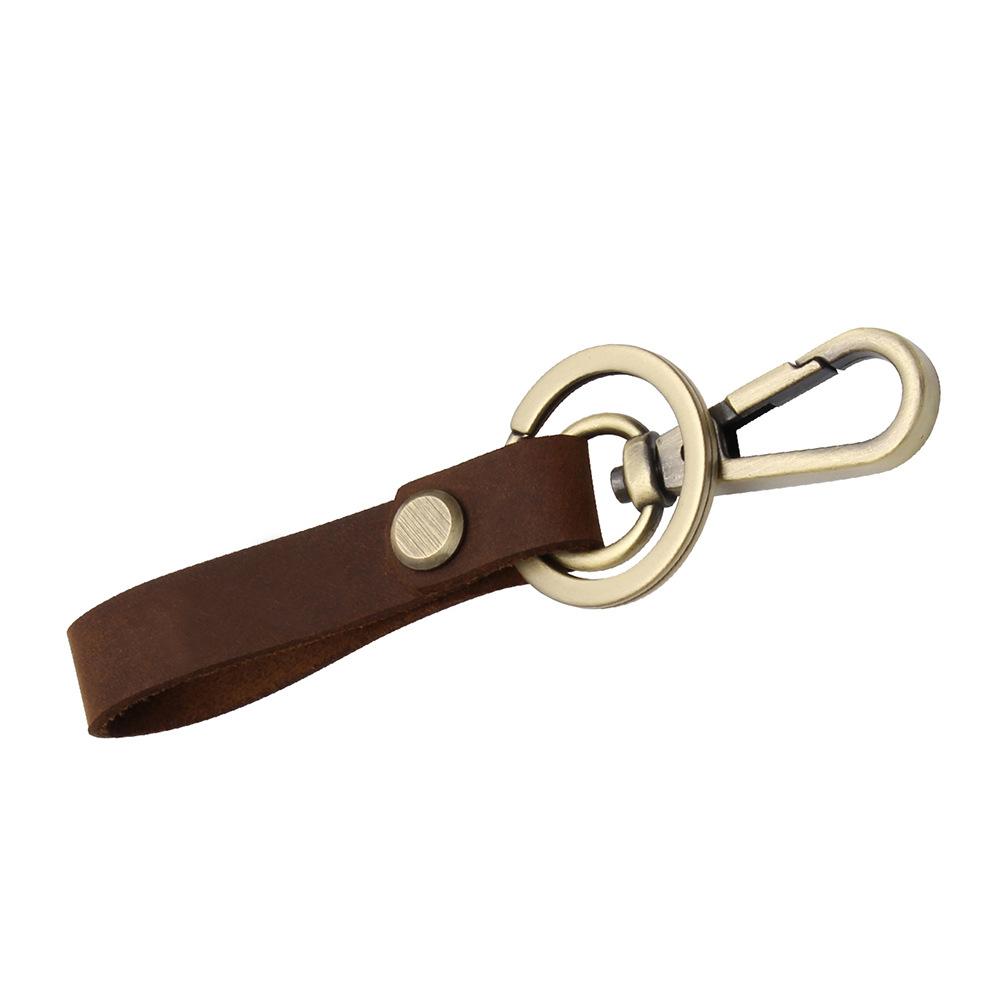 Vintage Handmade Leather Keychain, Crazy Horse Leather Key Ring for Men, Creative Gift Car Key Holder Craft Accessory