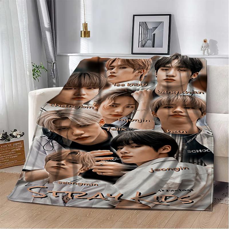 3D KPOP S-Stray-K-Kids Throw blanket Picnic blanket Warm Flannel blankets Home Couch bed linings blankets for beds Birthday Gift
