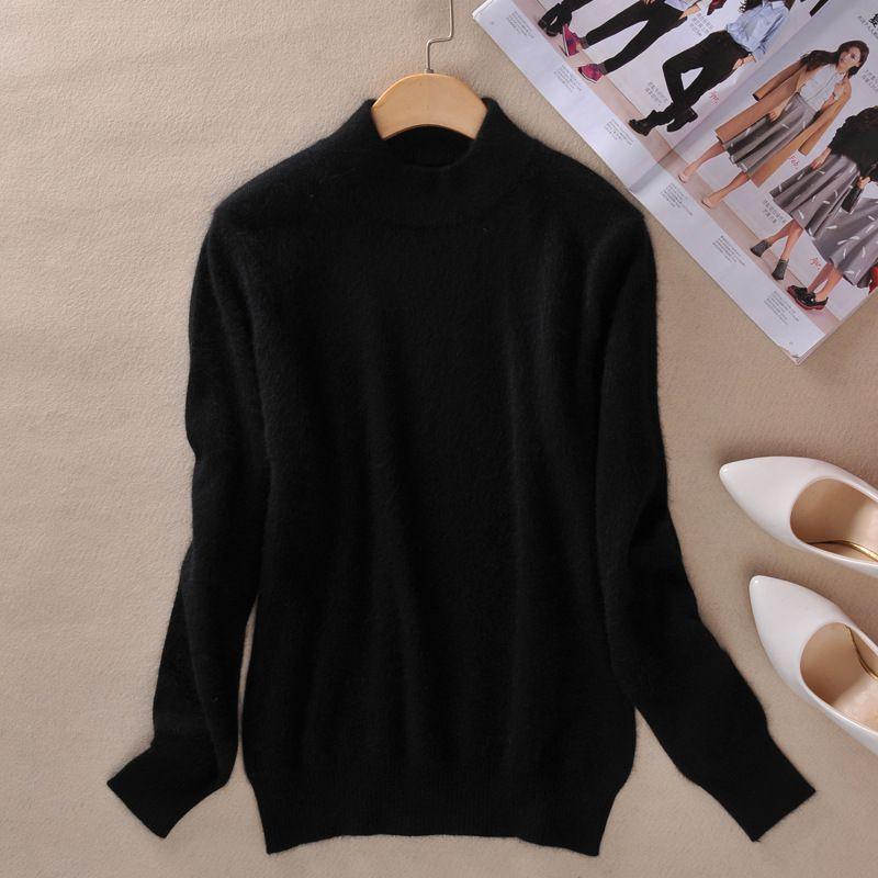 Women's Slim Cozy Knitted Half-turtleneck Cashmere Wool Jumper For Winter Warmth