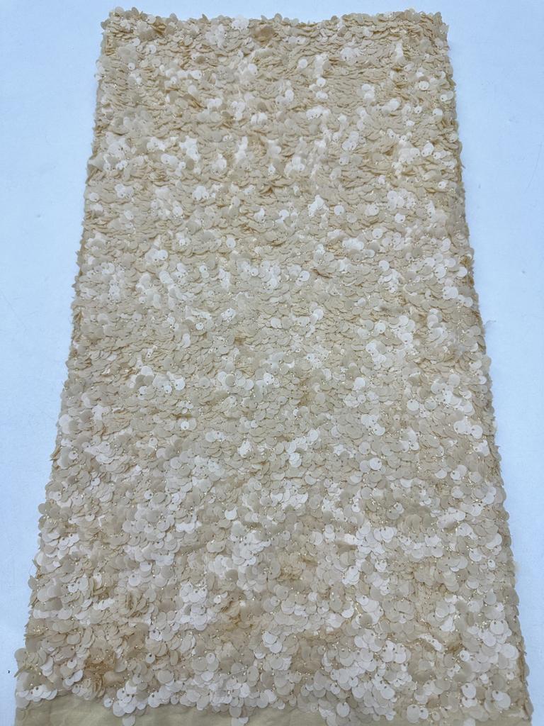 5+7+9mm Sequins Lace Fabric Fashion Design Handmade Embrordered Net Lace with Full Sequin Fabric for Party Evening Dress Cloth