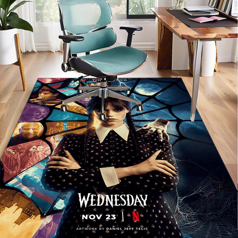 Wednes-day Gothic Family Reunion Office Rug Chair Mat, Game Carpet, Suitable for Front Door, Bedroom, Living Room, Desk, Holiday Gift