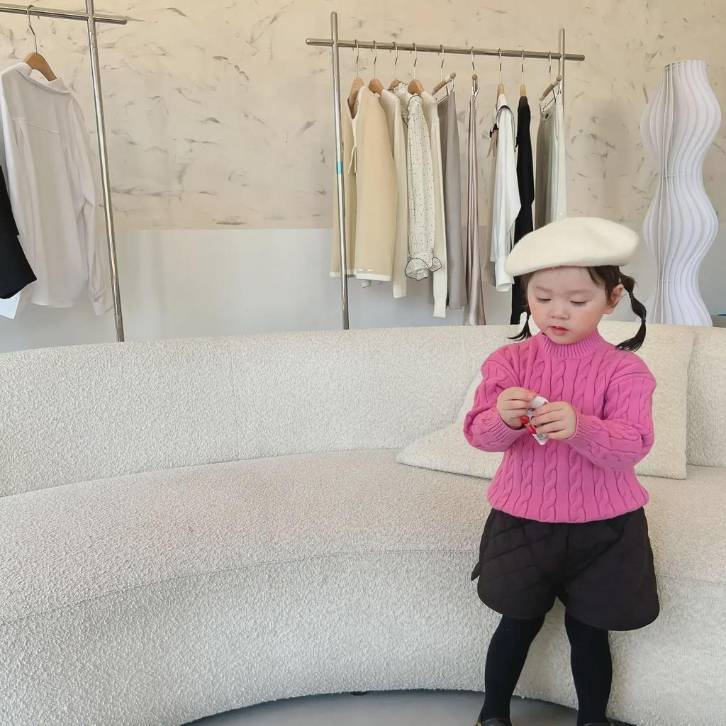 Clearance: Children's Cable Knit Sweater - Autumn Style Wool Pullover for Girls & Babies, Parent-Child Matching Option Available.