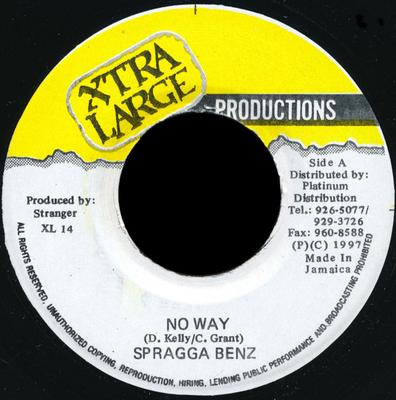 7inch Record SPRAGGA BENZ / STRANGER - No Way / Rae Rae XL14 Xtra Large Prod 1997 Jamaica Reggae, Ska & Dub Used