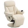 Manual Recliner Chair with Footrest, Upholstered Reclining Armchair with Adjustable Backrest and Cup Holder, PU Leather Swivel Chair for Living Room