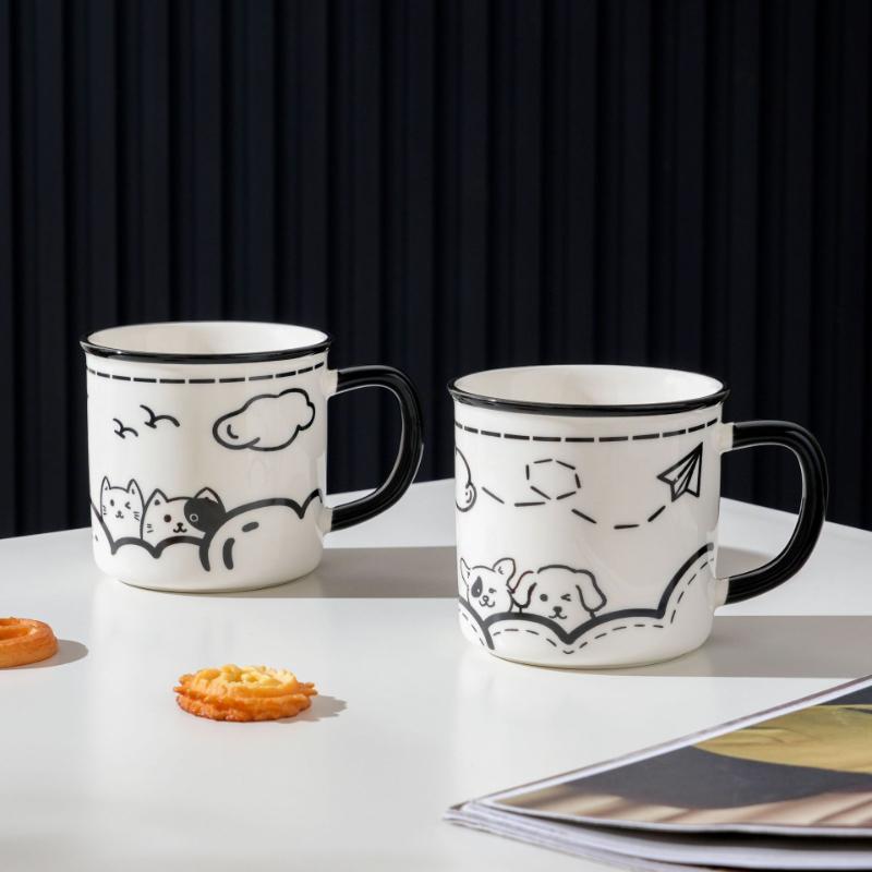 Vintage Cute Ceramic Mug for Office Home Use High Aesthetic Water Cup Unisex Gift Souvenir Coffee Tea Cup
