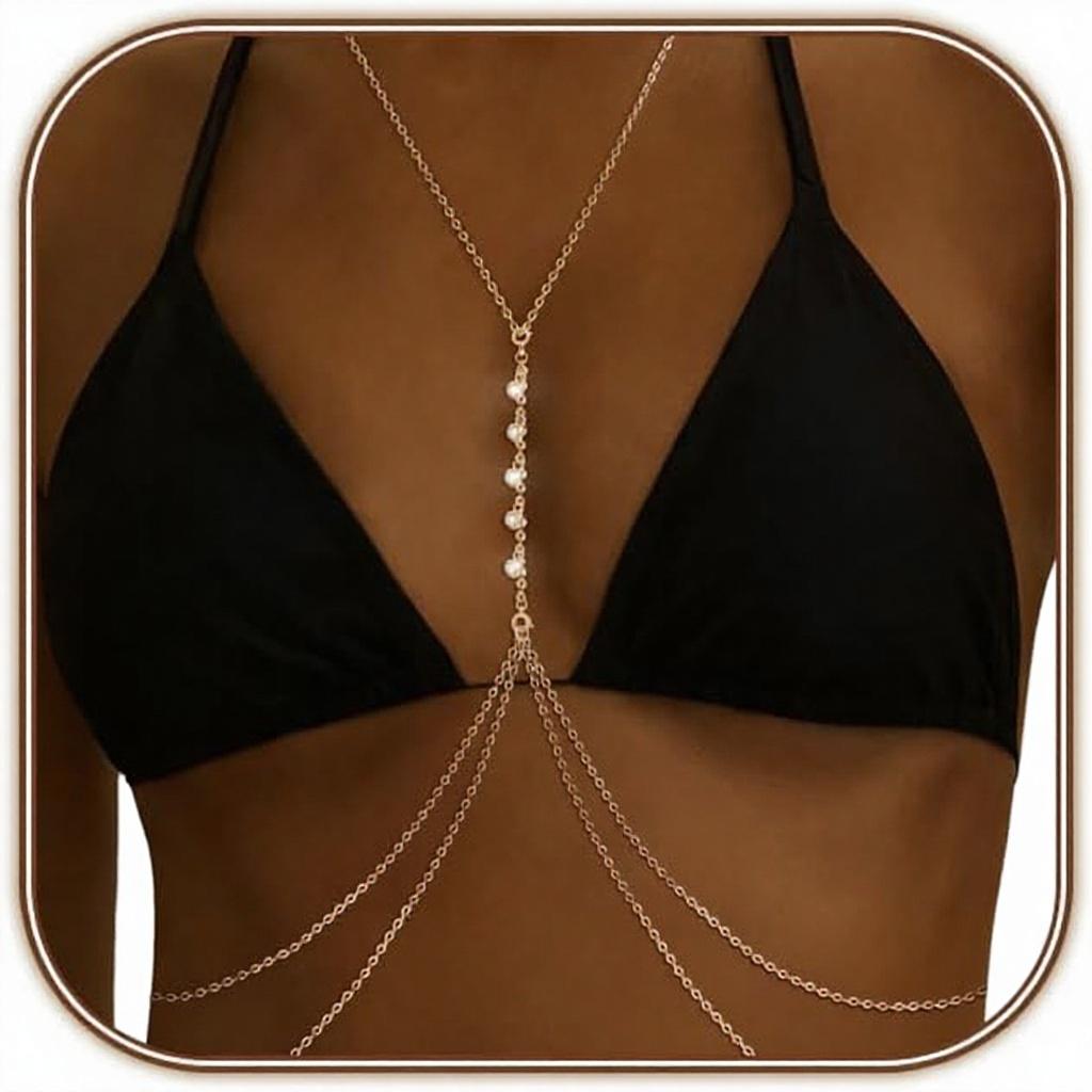 14K Gold Plated Brass Body Chain Women Sexy Layered Belly Waist Chain Summer Beach Crystal Beads Jewelry