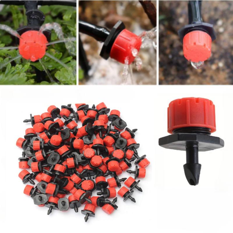 50-100 st justerbara bevattningsdroppar sprinklers 1/4'' emitter droppbevattning mikrodroppbevattningssprinklers för bevattningssystem