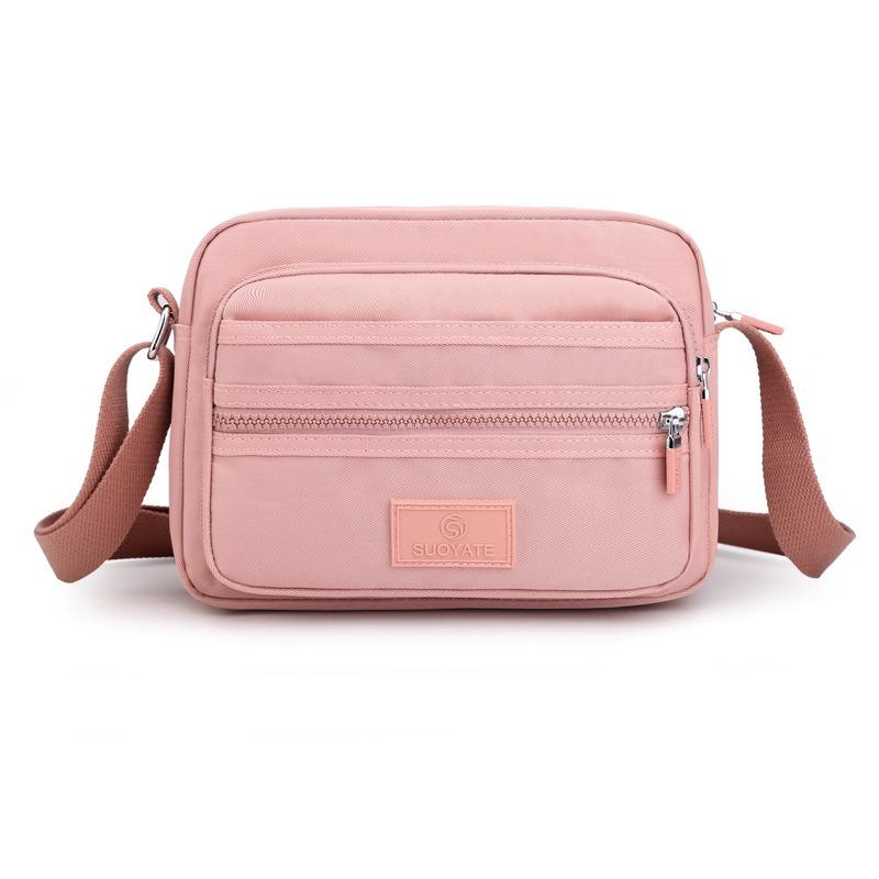 Five-layer Zipper Cash Bag Shoulder Bag Women's Messenger Bag Nylon Cloth Women's Bag Business Cashier Bag Small Square Bag Retro