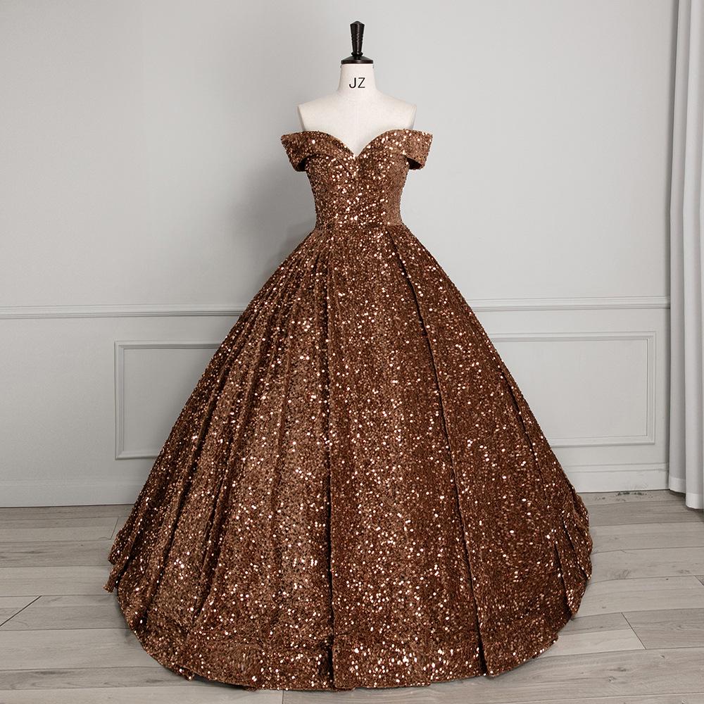 Cross-border Shiny Pitaya Puffy Skirt Wedding & Evening Gown