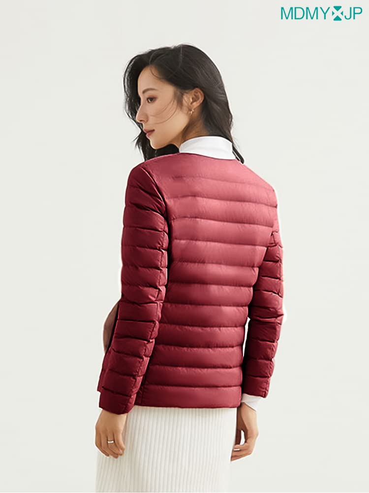 MDMYXJP Ultralight Down and with a and Crew Neck MD105 Women's Jacket, Warm, Lightweight, Cold-Wearing, V-Neck Style, (JP, Alphabet, M, Red)