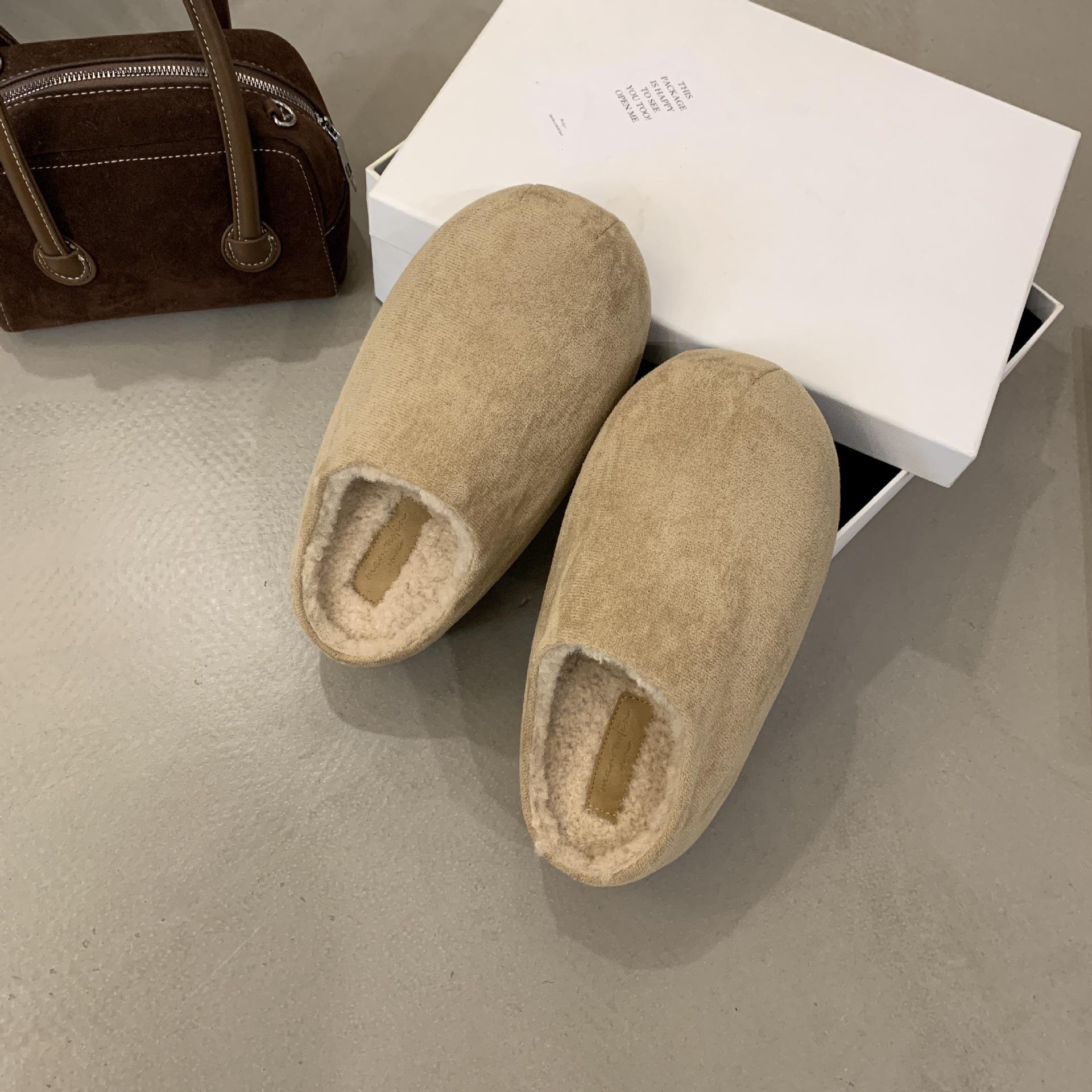 

Туфли на платформе с бархатной головкой и полушлепанцы для женской верхней одежды 2025 новая осень и зима хлопковые шлепанцы Boken на одной педали 39