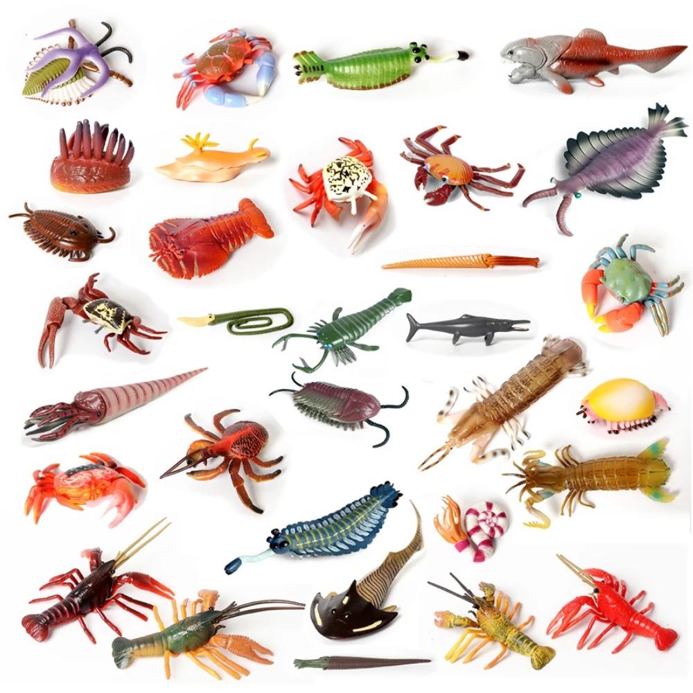 Realistic Prehistoric Sea Creatures Animal Figurines Baculite,Opabinia,Crab,Mantis Shrimp Educational Marine Animal Mode Figures