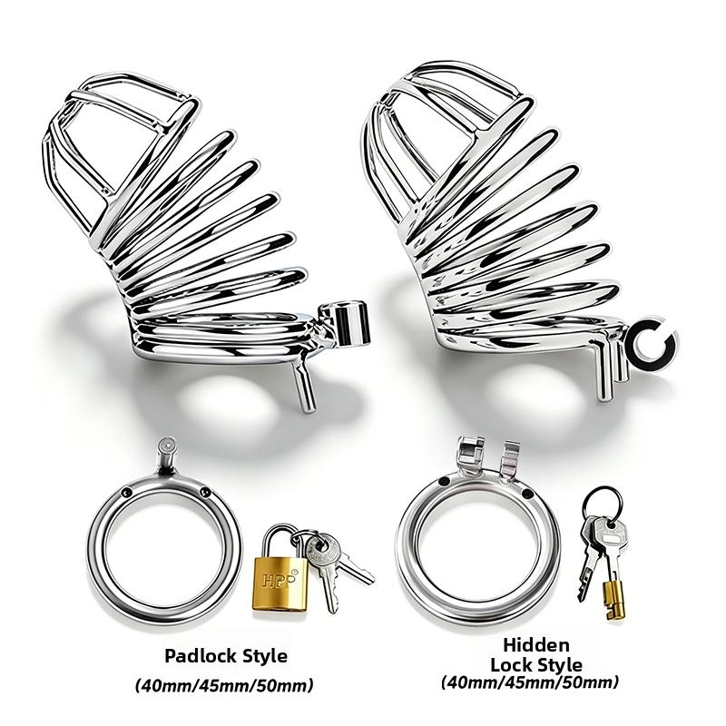 Sexbay Men's Stainless Steel Chastity Lock Belt SM Adult Use Cock Cage Toy
