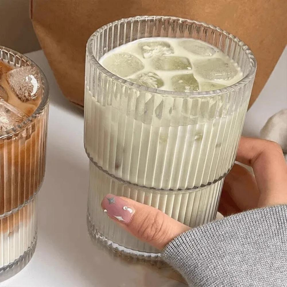 450ml Glass Cup Tumbler Cute Coffee Matcha Tea Cup With Straw Lid Cold Juice Fruit Mug Home Kitchen Office Glass Drinking Water