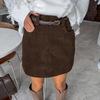 Women's Vintage Corduroy Mini Skirt 2025 Autumn High Waist A-Line Pencil Skirt Slim Commuter Short Skirt For Europe Southeast Asia Wholesale