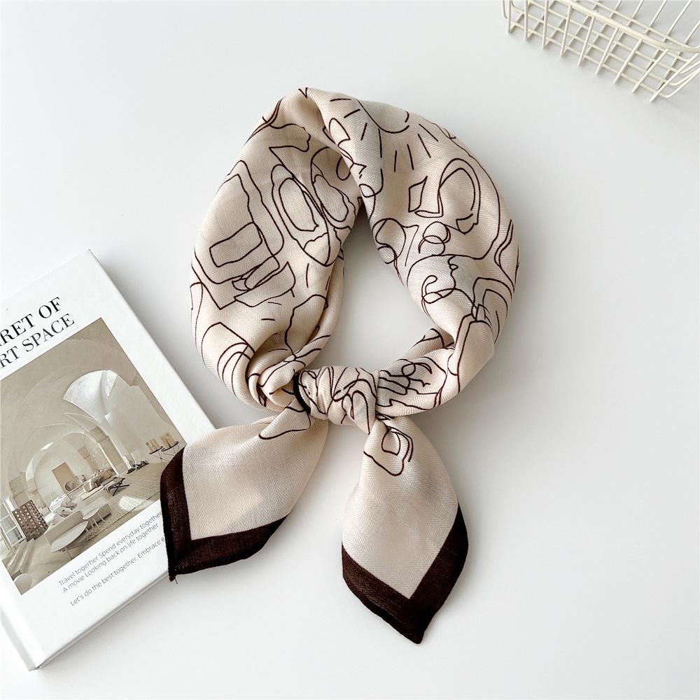 Versatile Women's Silk Cotton Linen Scarf: Fashionable Square Neck Accessory for Spring to Autumn