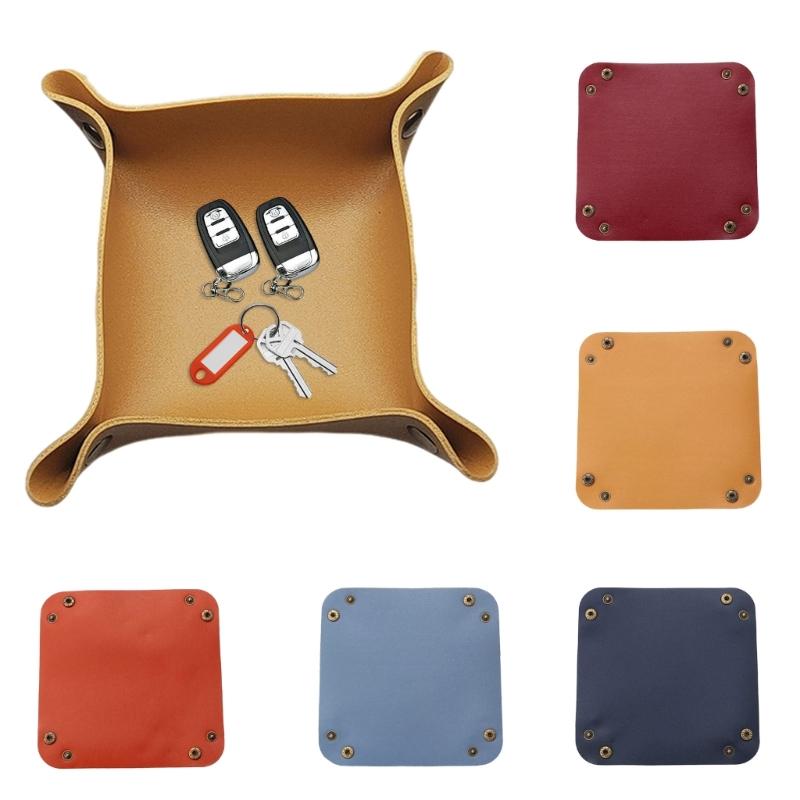 Nordische PU-Leder Faltbare Aufbewahrungsbox Stilvoller und Praktischer Organizer Ständer Halter für Schmuck Kosmetik und Schlüssel