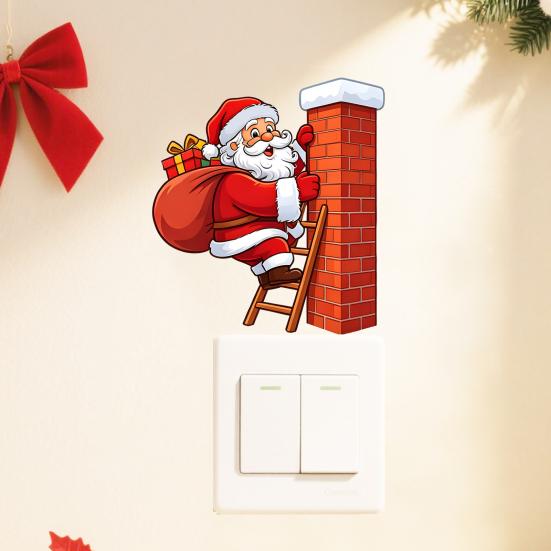 Holiday Wall Sticker Christmas Santa Claus Switch Sticker, Light Decal for Xmas Holiday, Easy Peel Stick Removable Self-Adhesive Living Room