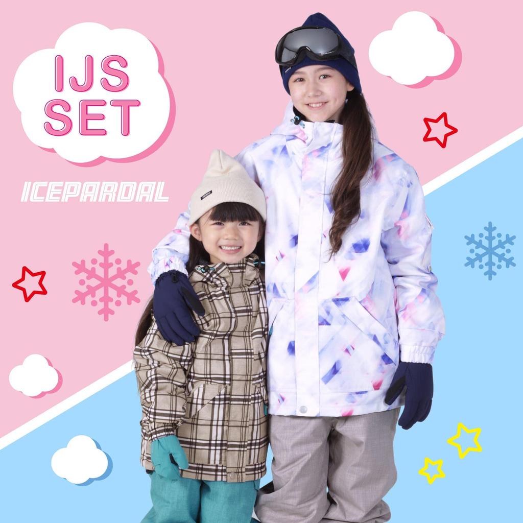 ICEPARDAL Snowboard Wear Top and 18 Sizes Water Resistance Adjustable Size Snowboard Ski Girls Set, Bottoms, Colors, Kids' Girls, 100-150, 10,000mm,