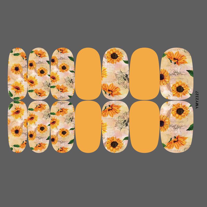 Sunflower Waterproof Nail Art Stickers - Full Cover, Trendy European & American Style (YMY2318-2329)