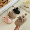 Infant Shoes 0-1-2 Years Old Baby Shoes, Fall/Winter Soft-Soled Walking Shoes, Fleece-Lined Lace-Up Cotton Shoes.