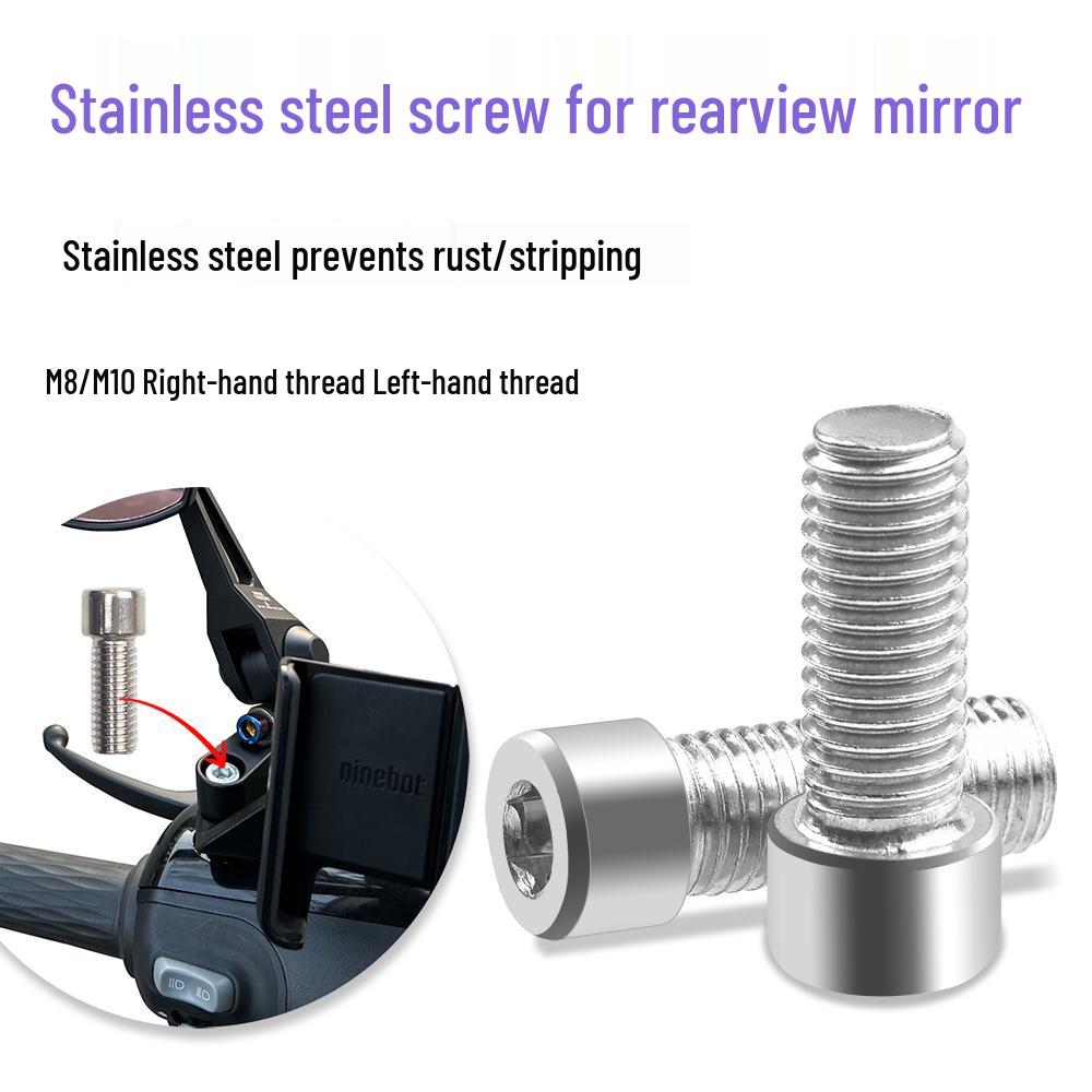 Stainless Steel M8/M10x25mm Reverse Thread Motorcycle Rearview Mirror Screw