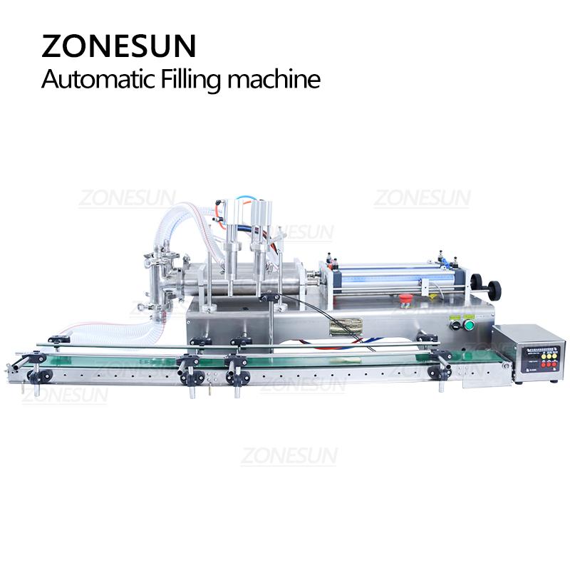 ZONESUN ZS-DTYT2L Automatic Pneumatic 2 Heads Liquid Filling Machine For Digital Control Juice Beverage Bottle Filler