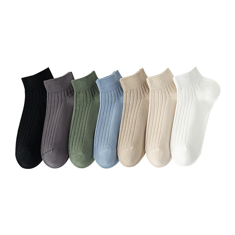 Men's Pure Cotton Short Socks for Summer - Thin Style - Breathable, Odor-Resistant, Anti-Bacterial, Non-Spangling - Solid Color Cotton Socks