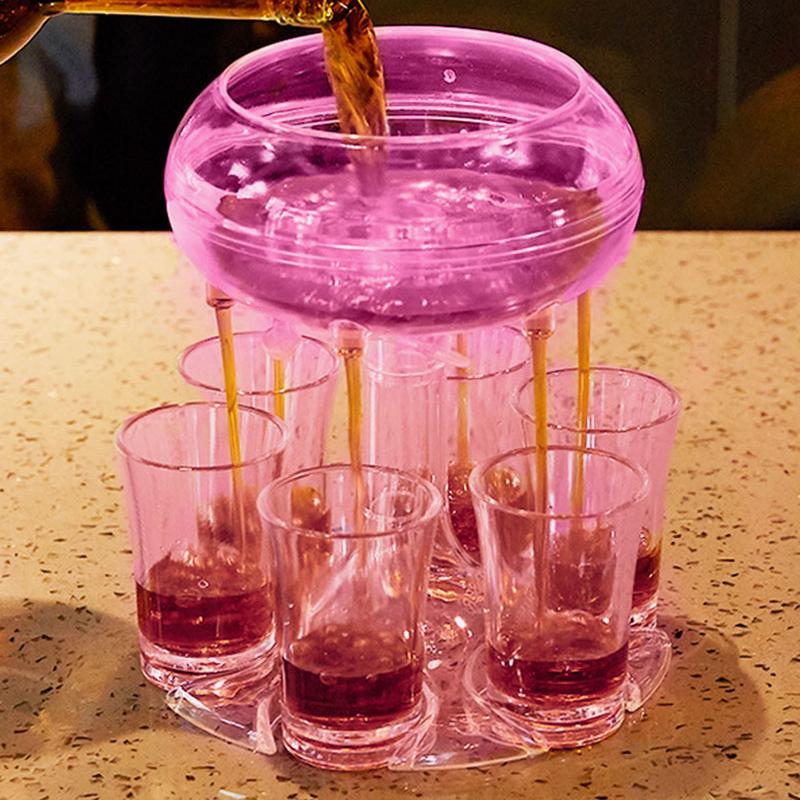 Acrylic Shot Glasses Dispenser Acrylic Party Pourer Holder Six Glasses Dispenser Drink Tool For Wine Beer Whiskey Coffee Tea