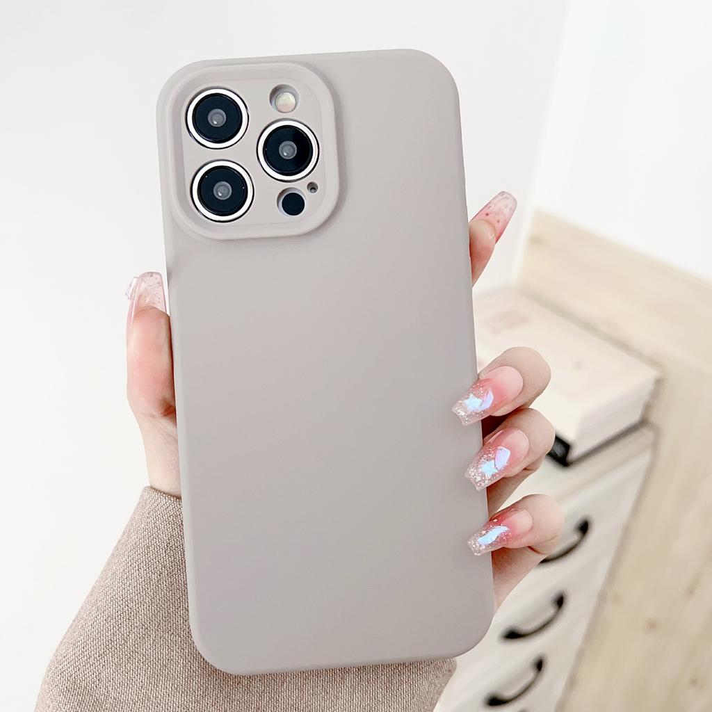 Liquid Apple Silicone Thickened Case Suitable for Apple 15PROMAX mobile phone case iPhone11 solid color 13/14