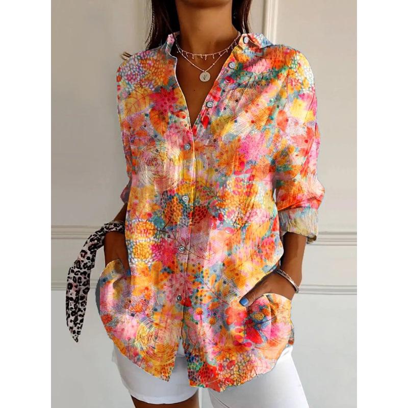 3D Abstract Pattern Women's Long Shirt with Drop Shoulder Sleeves