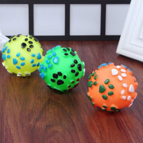 Dog Ball Chew Toy Squeaky Textured Chew Toy Fetch Ball Puppy Teething Toy for Small To Large Dogs Teeth Cleaning Anxiety Relief