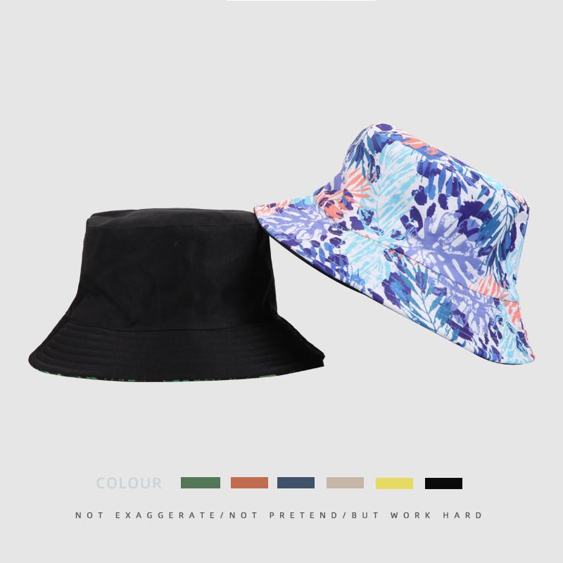 Xw2094-2 Light Brown Leaf Print Bucket Hat Women's Casual Outdoor Headwear