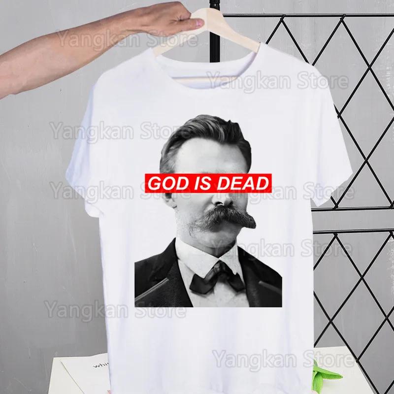 Gott ist tot Friedrich Nietzsche Nihilist T-Shirts Tees Shirt Tops Design Kurzärmlig Harajuku Mann Ästhetisch Anime T-Shirt