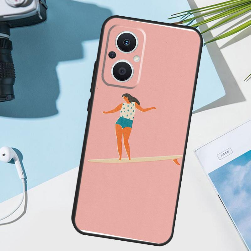 Surfboard Surfing Surf Girl Cover For OPPO Reno 14 Pro 10 11 12 13 14F 13F 12F 11F 7 8 Lite OPPO Find X9 X6 X5 X8 Pro Case