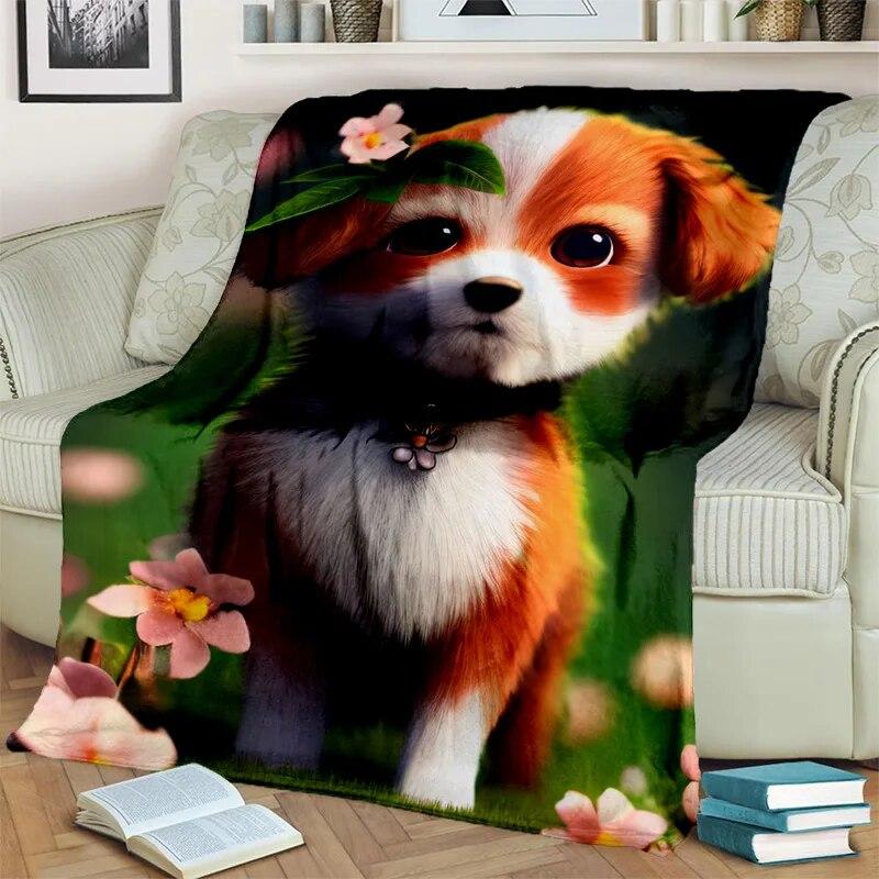 Cute Dog Husky, Samoye, Chihuahua, Koki Pomeranian Cartoon Blanket,Soft Throw Blanket for Home Bedroom Sofa Cover Blanket Kids