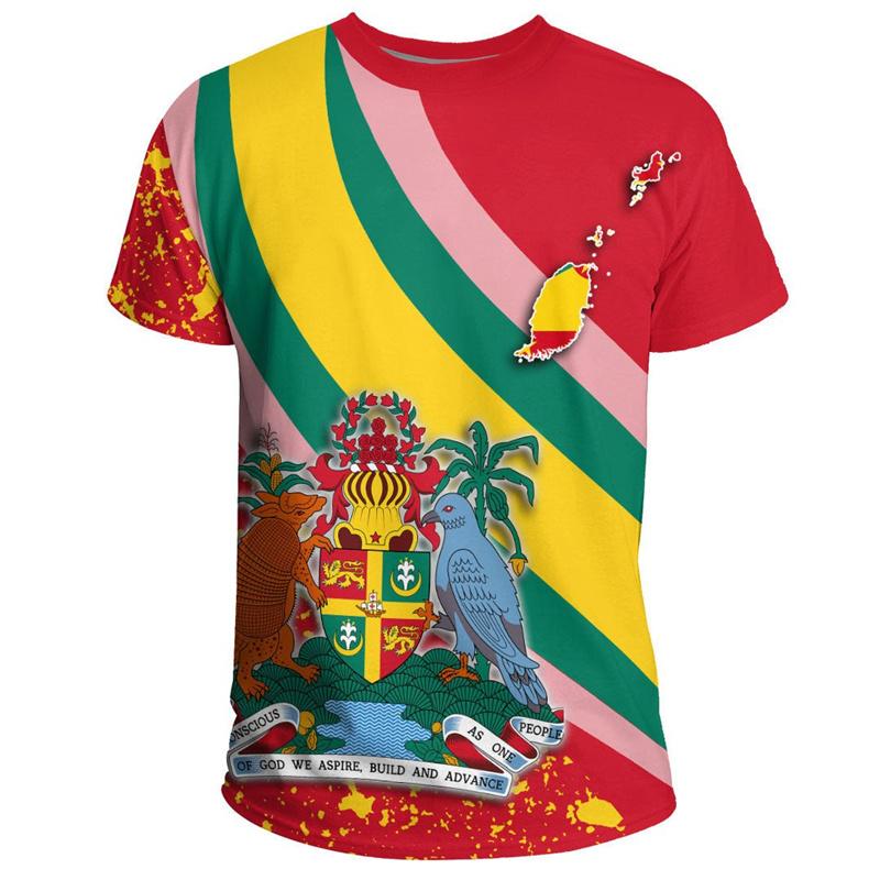 Grenada Flagg Grafisk T-shirt För Män 3D-tryckt Vapen T-shirt Sportkläder Rund Hals Korta Ärmar Casual T-shirts