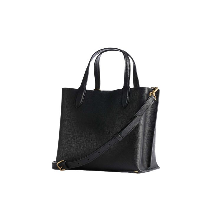Coach Willow 24 Drehverschluss Reißverschluss Doppellagig Kieselstruktur Leder Eimer Tote Einkaufstasche Handtasche Crossbody Tasche Mittel Damen Tote Schwarz C8869-B4BK