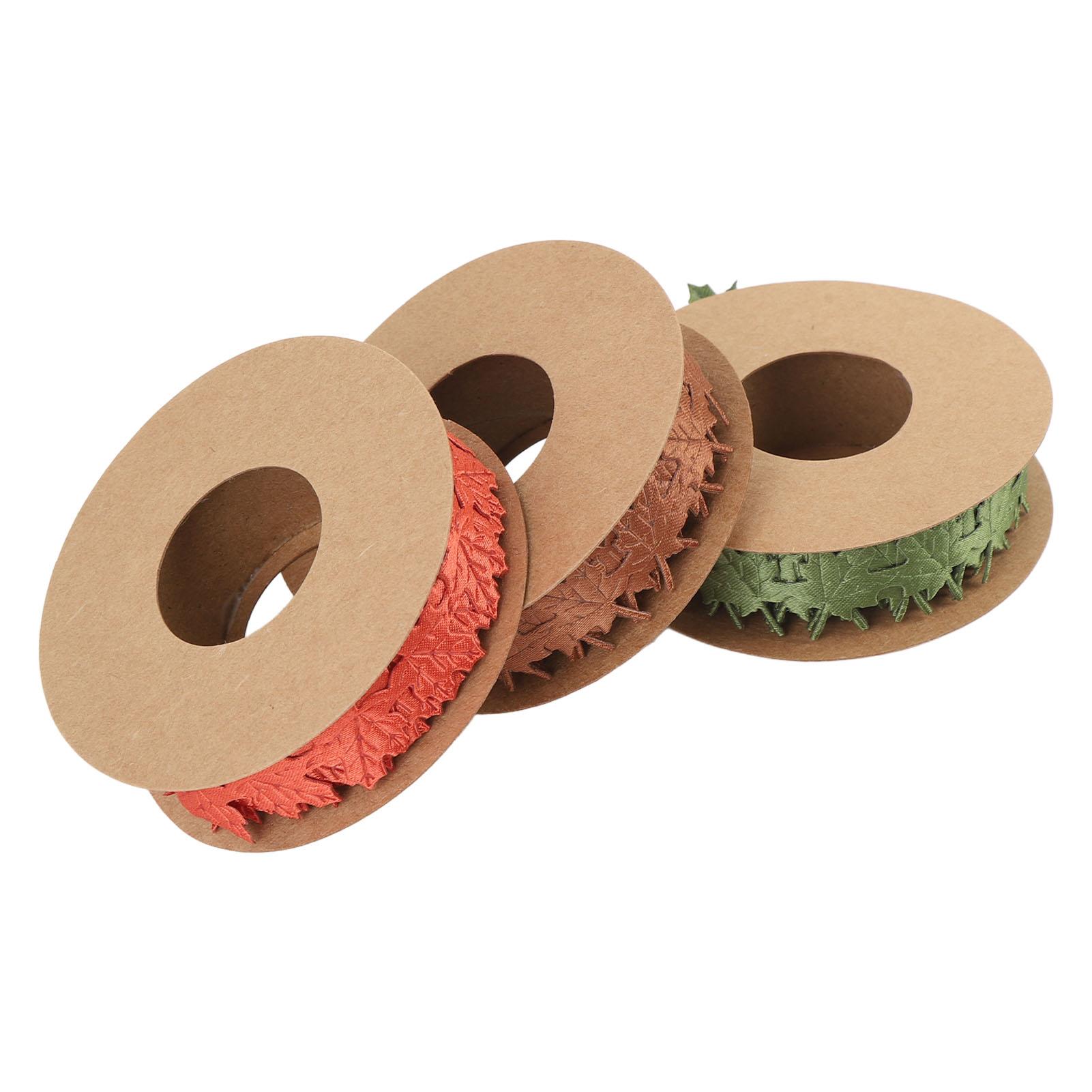 

3 Rolls Fall Ribbons for Crafts 3 Color DIY Wreath Gift Wrapping Bouquets Decorations Maple Leaf