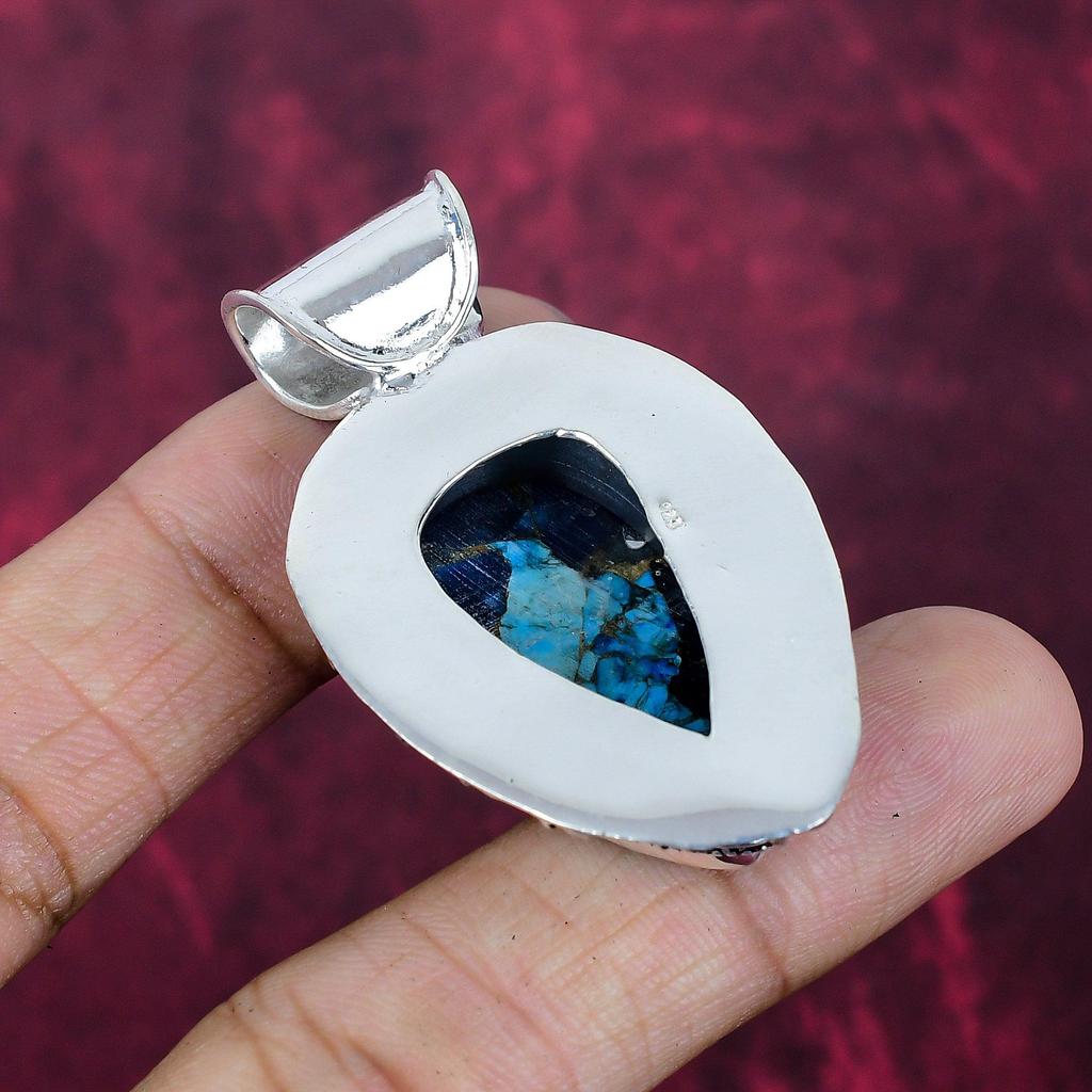 Copper Lapis Turquoise Handmade Gemstone Pendant, 925 Solid Sterling Silver Pendant Amazing Jewelry, Love Forever Gift