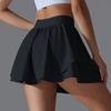 New Solid Color Double-layer Pocket Tennis Skirt Sexy Tight Fitting High Elasticity Sports Running Fitness Yoga Shorts For Women