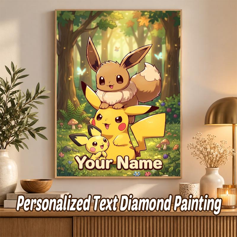 Eevee Custom Name Diamond Painting Personalized 5D Full Drill DIY Diamond Art Home Decor