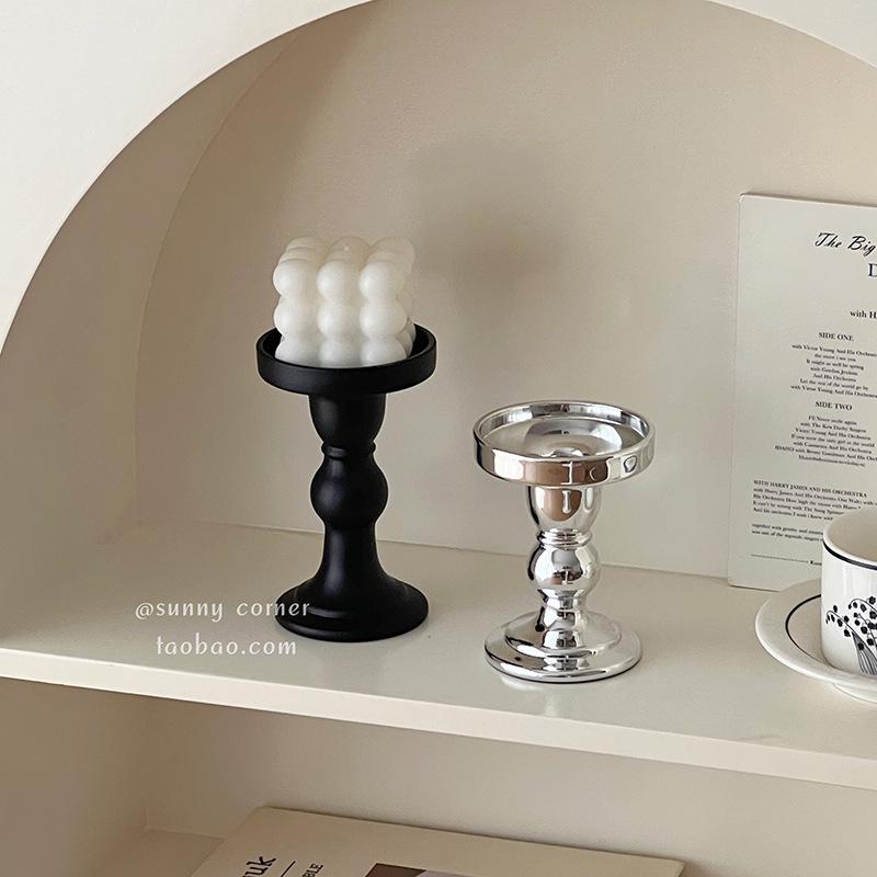 European Retro Roman Column Glass Candlestick - High-End Luxury Scented Candle Holder with Elevated Base