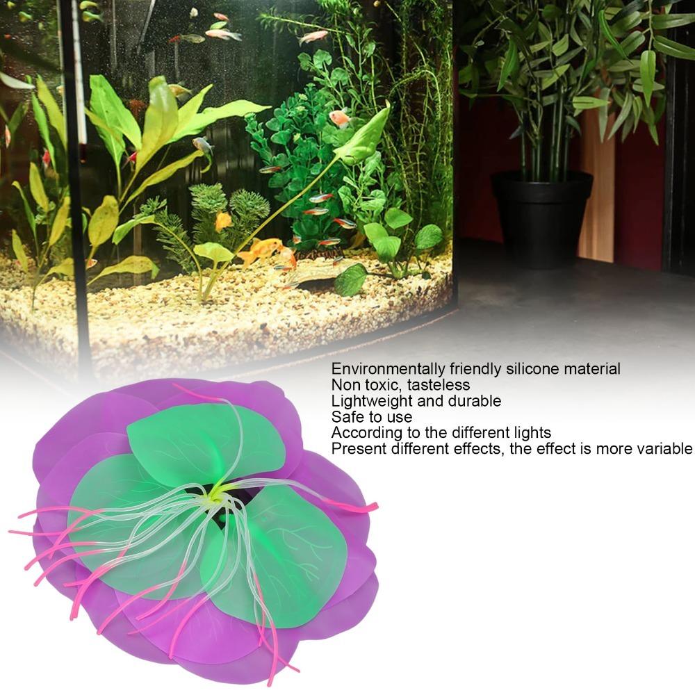 

Silicone Fish Tank Ornaments Soft Silica Gel Glowing Lotus Decoration Aquarium фіолетовий