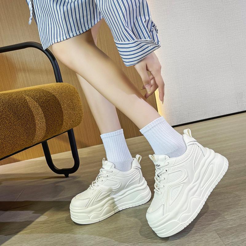thick-soled little white shoes women's spring new height-increasing muffin casual versatile board shoes small breathable dad shoes