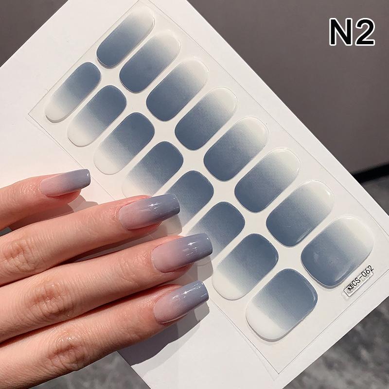 16Pcs/Sheet Semi-Cured Gel Nail Polish Sticker Long-Lasting Extension Cream Nail Decal Full Cover Gradient Color Cured Slider